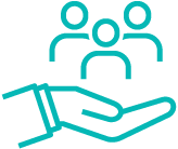 掌の上に支えられている人々のアイコン